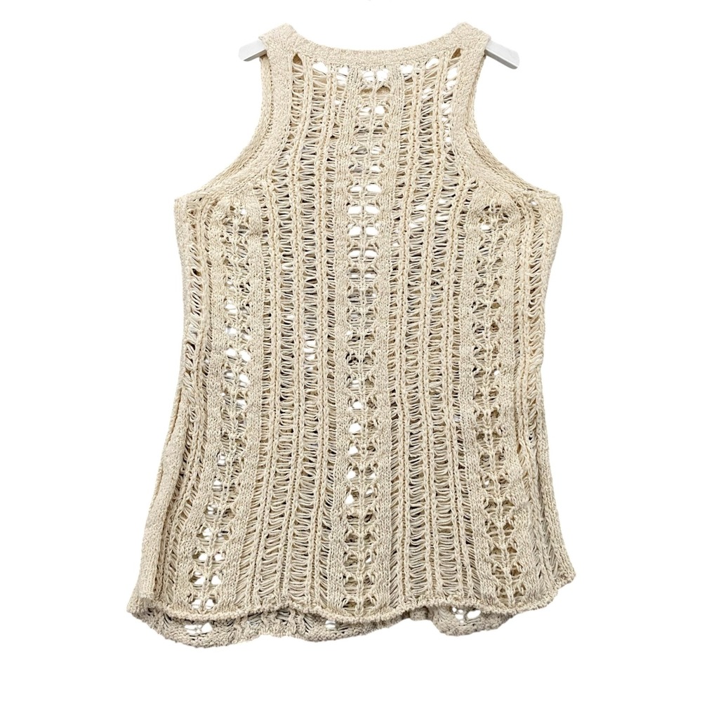 American Eagle Women Cream Open Knit Sleeveless Tank Top Boho Crochet Small - Picture 11 of 11